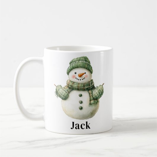 Individuelle Name Snowman Green Hat Kaffeetasse (Links)