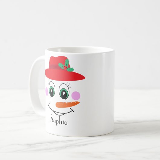 Individuelle Name Snowman Red Hat Kaffeetasse (Vorderseite Links)