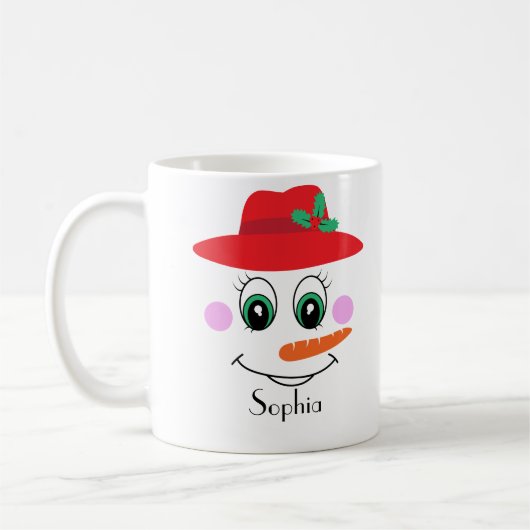 Individuelle Name Snowman Red Hat Kaffeetasse (Links)