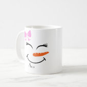 Individuelle Name Snowman Snowgirl Pink Bow Kaffeetasse (Vorderseite Links)