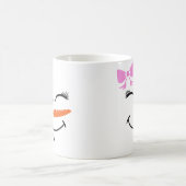 Individuelle Name Snowman Snowgirl Pink Bow Kaffeetasse (Mittel)