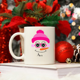 Individuelle Name Snowman Snowgirl Pink Hat Kaffeetasse