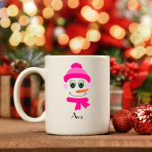 Individuelle Name Snowman Snowgirl Pink Hat und Sc Kaffeetasse