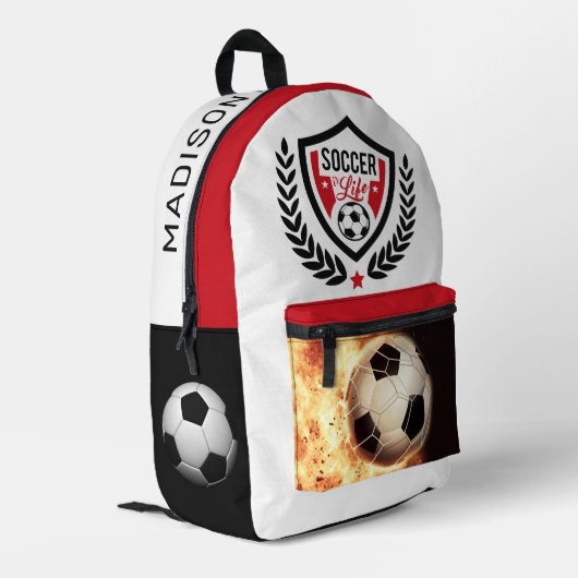 Individuelle Name Soccer Bedruckter Rucksack (Rückseitige Ecke links)