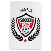 Individuelle Name Soccer Logo-Tasche Mittlere Geschenktüte (Rückseite)