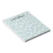 Individuelle Name Soft Aqua Blue Leopard Print Notizblock (angewinkelt)