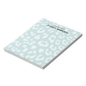 Individuelle Name Soft Aqua Blue Leopard Print Notizblock (Rotiert)