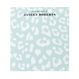 Individuelle Name Soft Aqua Blue Leopard Print Notizblock