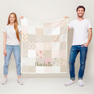 Individuelle Name Soft Patchwork Blumengesteck - P Fleecedecke