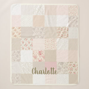 Individuelle Name Soft Patchwork Blumenpastete Sherpadecke