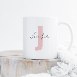 Individuelle Name Soft Rose Rosa Anfangsbuchstabe Kaffeetasse