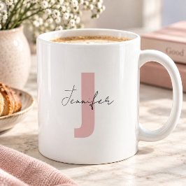Individuelle Name Soft Rose Rosa Anfangsbuchstabe Kaffeetasse