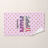 Individuelle Name Softball Mama | Pink und Gold Po Badhandtuch Set (Handtuch)