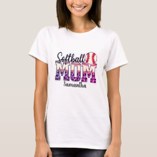 Individuelle Name Softball Mama   Pink und Gold Po T-Shirt