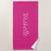 Individuelle Name Solid Magenta Pink Strandtuch (Vorderseite)