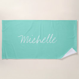Individuelle Name Solid Mermaid Aquamarin Strandtuch