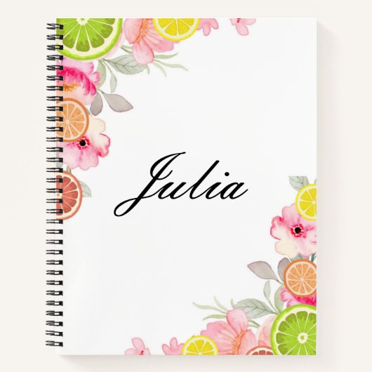 INDIVIDUELLE NAME SOMMERZITRUSFRÜCHTE NOTEBOOK NOTIZBLOCK (Vorderseite)
