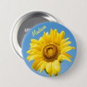 Individuelle Name Sonnenblume Button (Vorne & Hinten)