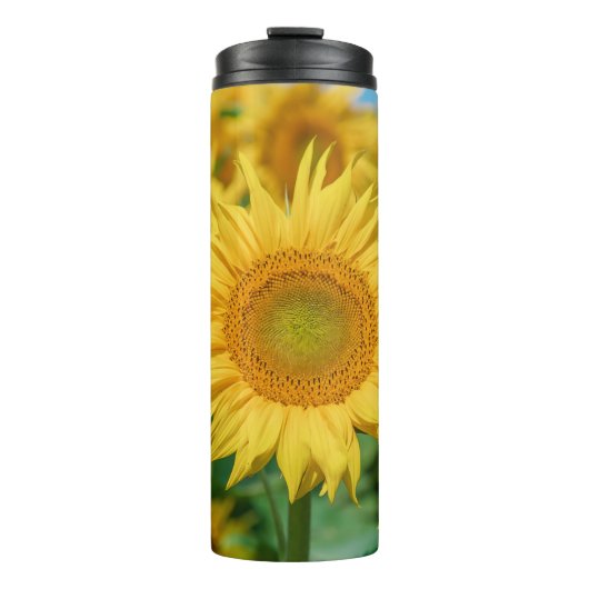 Individuelle Name Sonnenblume Thermosbecher (Vorderseite)
