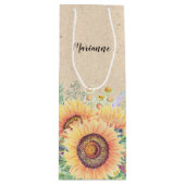 Individuelle Name| Sonnenblumen - Kraft - Papierwa Geschenktüte Für Weinflaschen (Vorderseite)