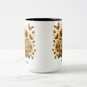 Individuelle Name, Sonnenblumen Zwei-Tone-Kaffee-T Zweifarbige Tasse (Mittel)