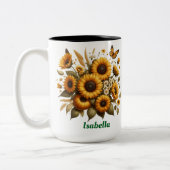 Individuelle Name, Sonnenblumen Zwei-Tone-Kaffee-T Zweifarbige Tasse (Links)