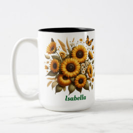 Individuelle Name, Sonnenblumen Zwei-Tone-Kaffee-T Zweifarbige Tasse