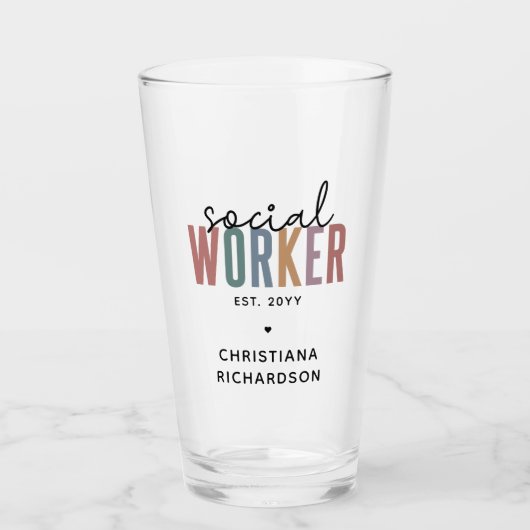 Individuelle Name Sozialarbeiter Abschluss Geschen Glas (Vorderseite)