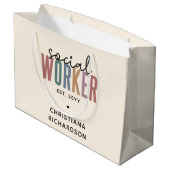 Individuelle Name Sozialarbeiter Abschluss Geschen Große Geschenktüte (Rückseite Schrägansicht)
