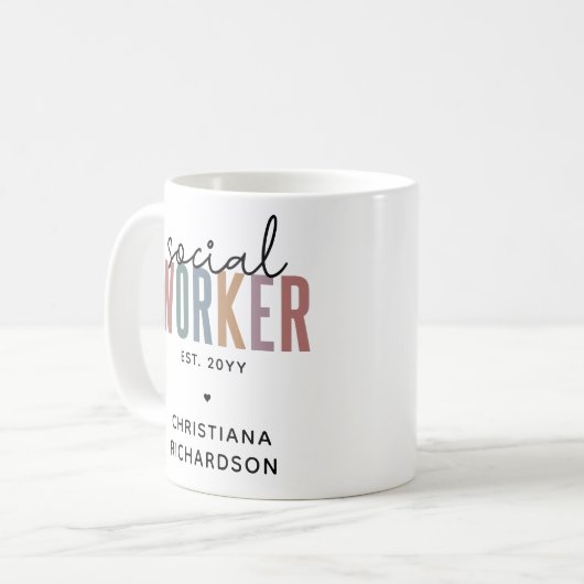 Individuelle Name Sozialarbeiter Abschluss Geschen Kaffeetasse (Vorderseite Links)