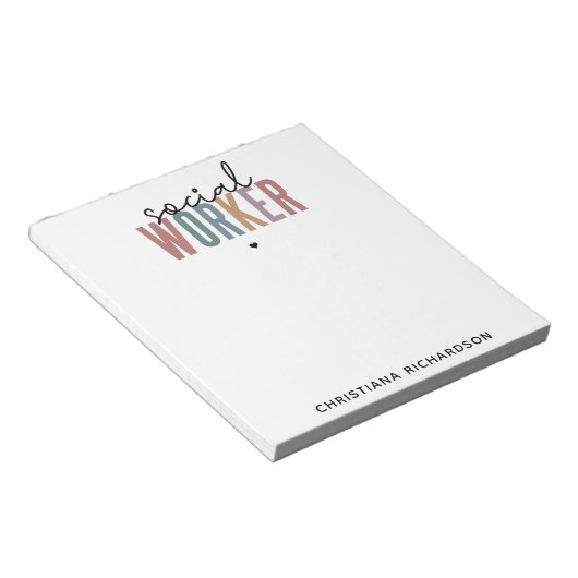 Individuelle Name Sozialarbeiter Abschluss Geschen Notizblock (angewinkelt)