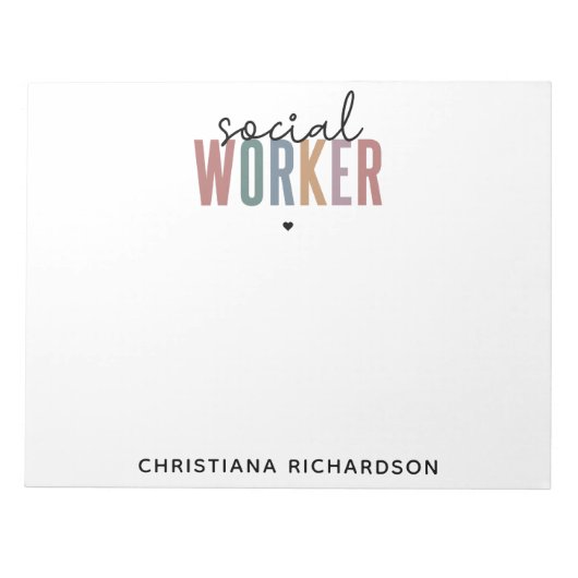 Individuelle Name Sozialarbeiter Abschluss Geschen Notizblock (Vorderseite)