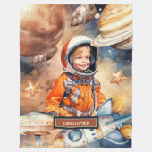 Individuelle Name Space Blanket Astronaut Planets Fleecedecke (Vorderseite)