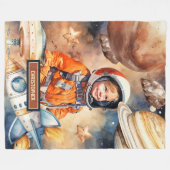 Individuelle Name Space Blanket Astronaut Planets Fleecedecke (Vorderseite (Horizontal))