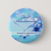 Individuelle Name, Sparkle zum ersten Hochzeitstag Button (Vorderseite)