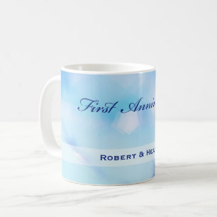 Individuelle Name, Sparkle zum ersten Hochzeitstag Kaffeetasse