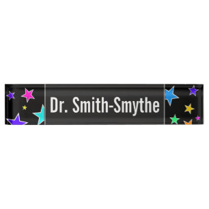 individuelle Name + Spaß, farbenfrohe Sternenmust Namensplakette