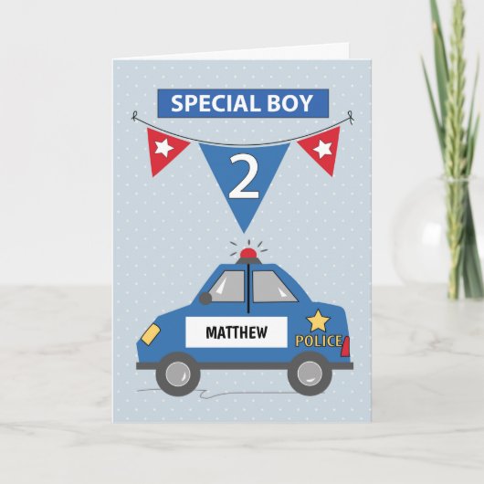 Individuelle Name Special Boy 2. Geburtstag Polize Karte (Vorderseite)