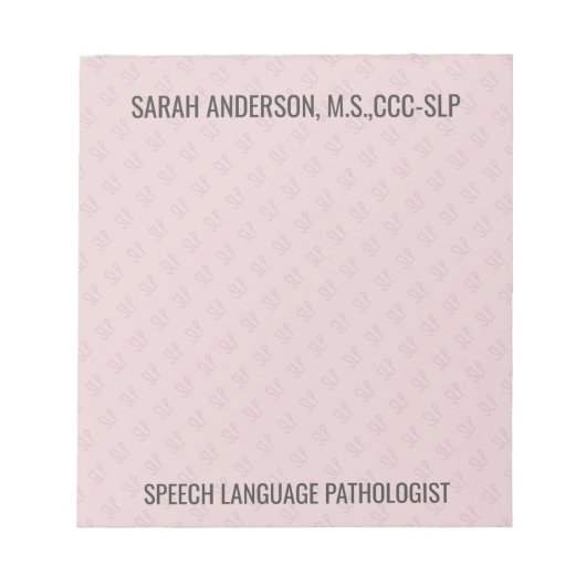 Individuelle Name Speech Language Pathologist SLP Notizblock (Vorderseite)