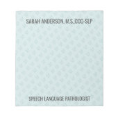 Individuelle Name Speech Language Pathologist SLP  Notizblock (Vorderseite)
