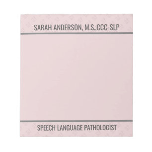 Individuelle Name Speech Language Pathologist SLP Notizblock