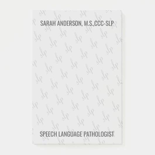 Individuelle Name Speech Pathologist SLP Post-it Klebezettel (Vorderseite)