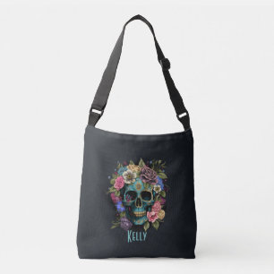 Individuelle Name Spooky Sugar Skull Crossbody Bag Tragetaschen Mit Langen Trägern