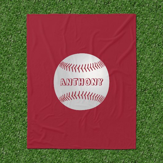 Individuelle Name Sports Theme Red Baseball Blanke Fleecedecke