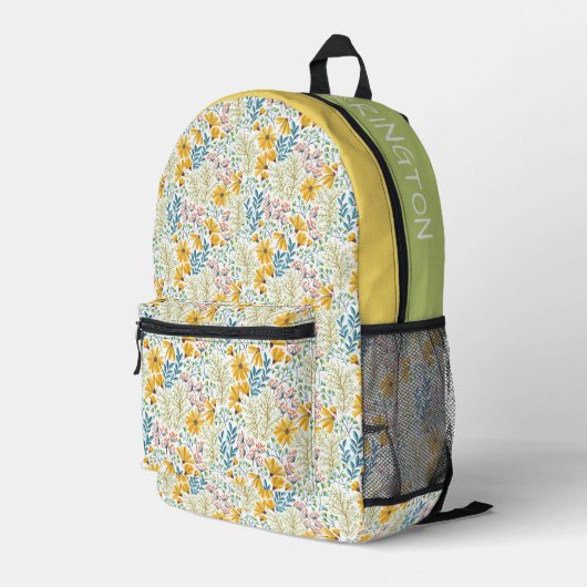 Individuelle Name Spring Flowers Muster Bedruckter Rucksack (Rückseitige Ecke Rechts)