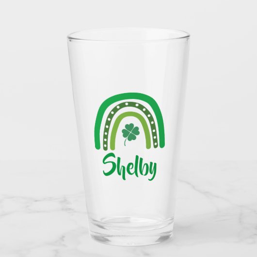 INDIVIDUELLE NAME St. Patrick's Day Boho Rainbow Glas (Vorderseite)