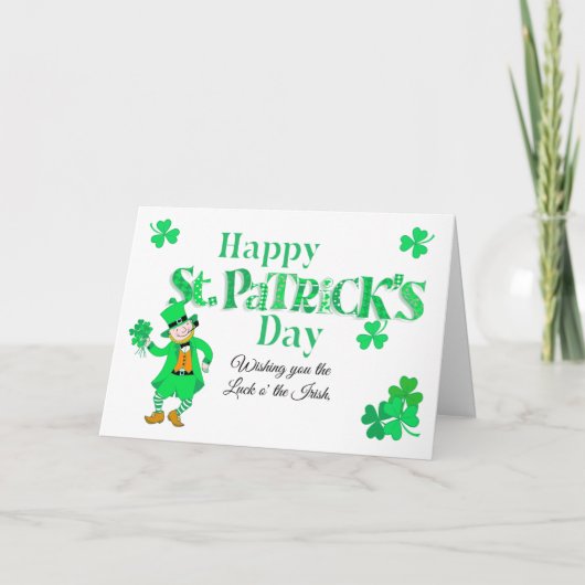 Individuelle Name St Patrick's Leprechaun Kleeblat Feiertagskarte (Vorderseite)