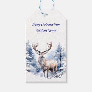 Individuelle Name Stag Hirsch Winterschneewald Tie Geschenkanhänger