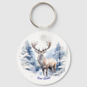 Individuelle Name Stag Hirsch Winterschneewald Tie Schlüsselanhänger (Rückseite)