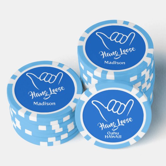 Individuelle Name, Standort und Farbe Shaka Pokerchips (Stapel)